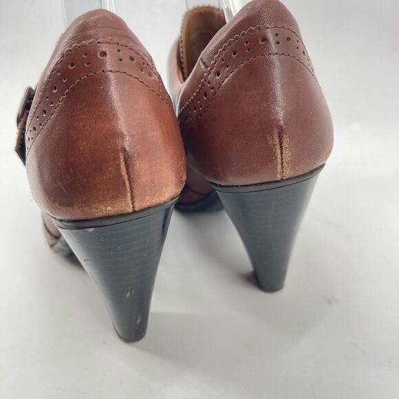 Sofft Womens Leather Bootie Heels Wingtip Buckle Strap Brown Size 7.5 M - Picture 10 of 15